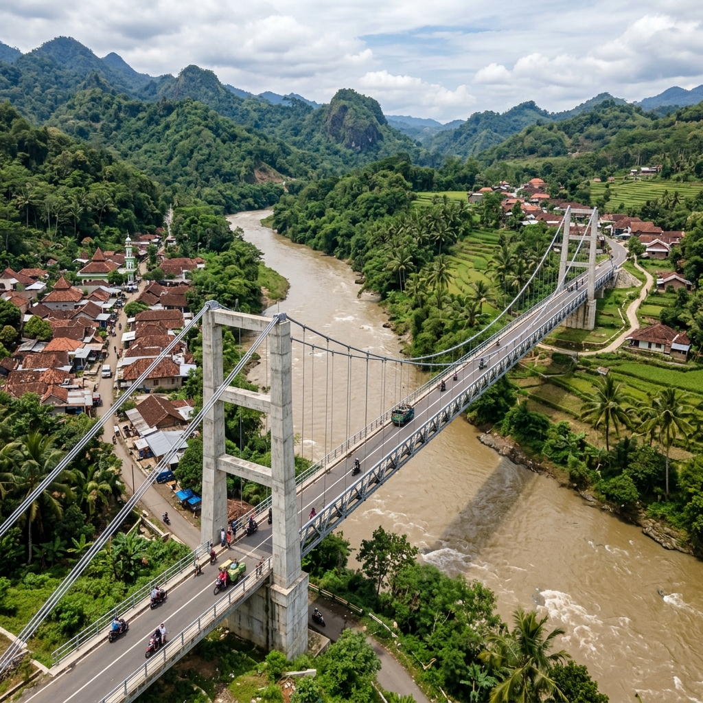 Rehabilitasi Jembatan Gantung Penghubung Antar Desa Rampung